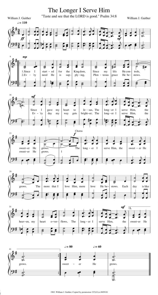 The Longer I Serve Him Lyrics